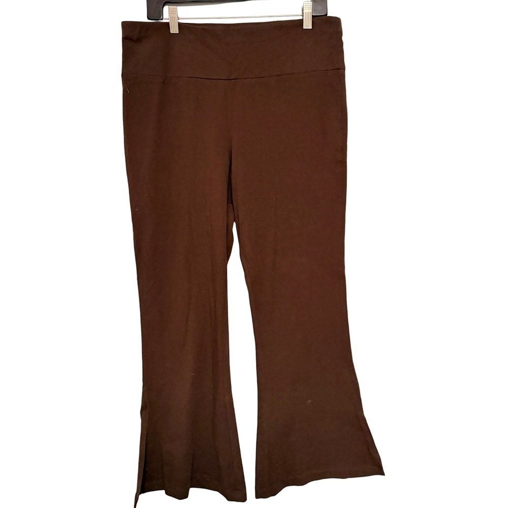 Modern Terra & Sky Flare Leg Pants 0X 14W Brown Cotton Spandex Jersey Yoga Core